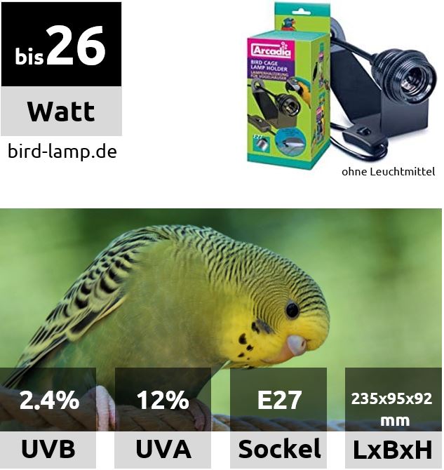 Ardacia Montierset für UV-Kompaktlampen an Vogelkäfigen