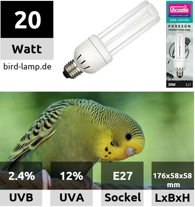 Arcadia Bird Lamp – UV-Kompaktlampe 20W