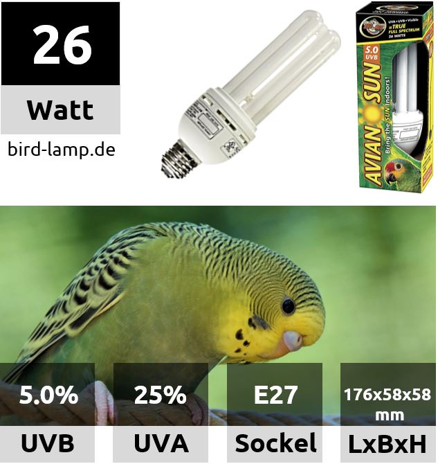 AvianSun Bird Lamp – UV-Kompaktlampe für Vögel 26W